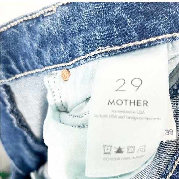 MOTHER SUPERIOR Blue Denim High Waisted Rider Skimp Frayed Hem Jeans, Size 29 - Picture 5 of 12